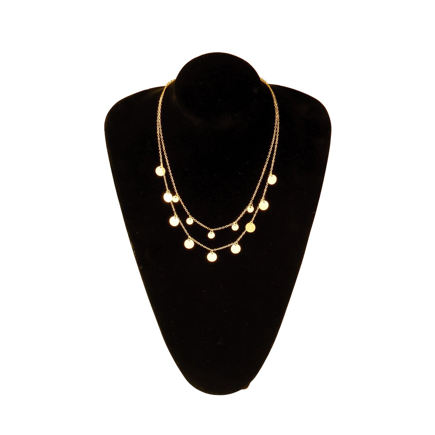 Disc Layered Chain Choker Necklaces