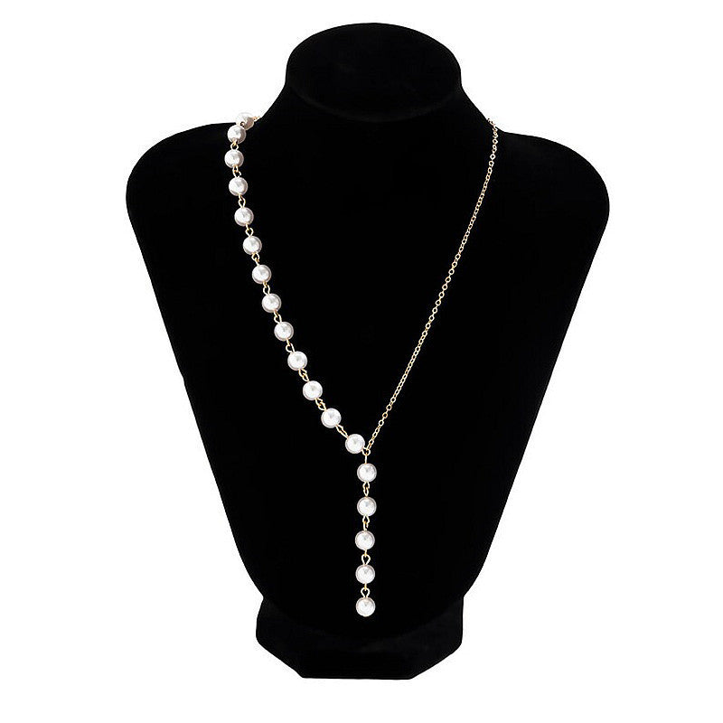 Pearl Beads Tassels Chains Necklace