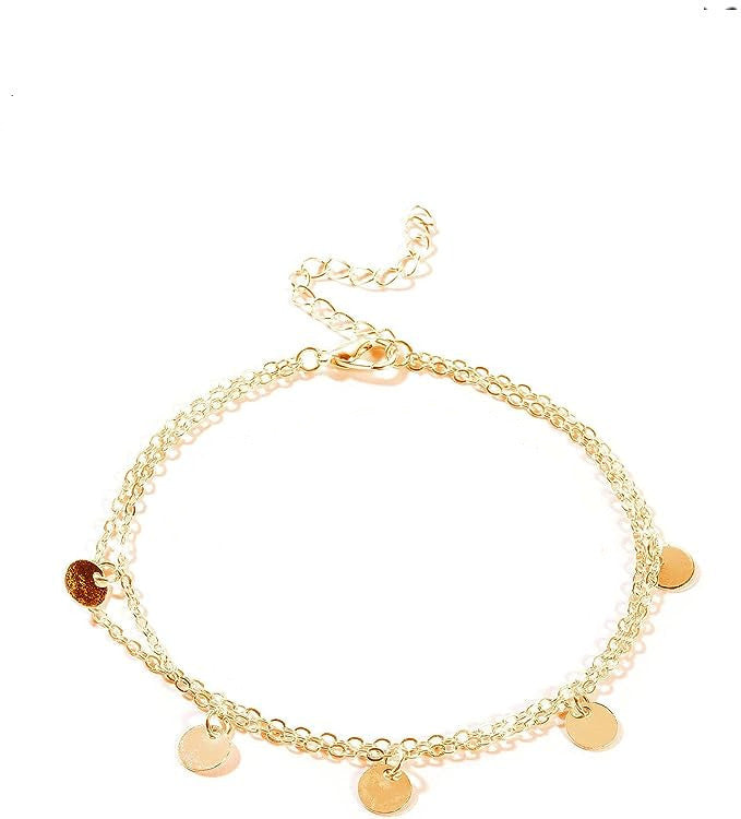 Disc Charm Layered Anklets Bracelet Beach Foot Jewelry