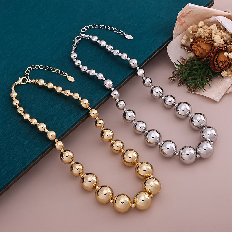 CCB Round Ball Bead Chain Punk Choker Necklace for Women