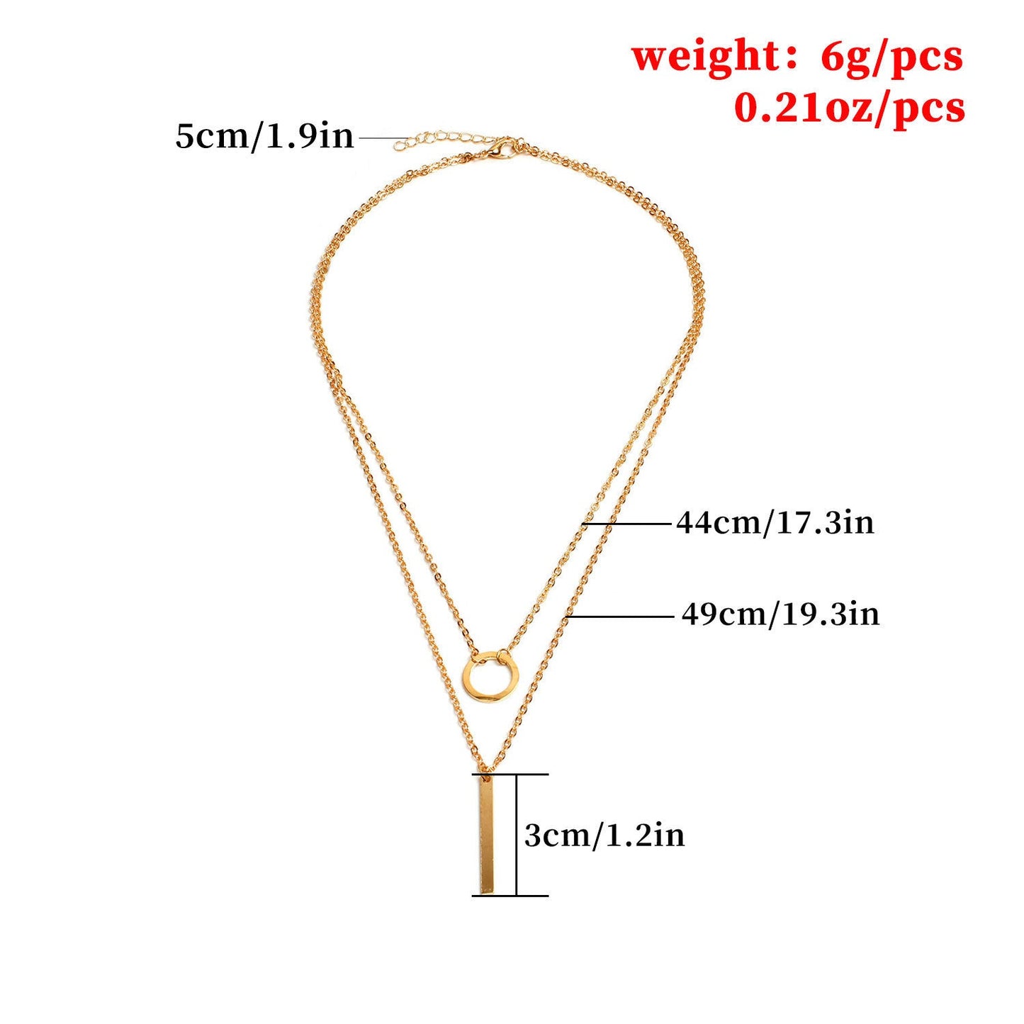 Bar Pendant Two Layers Chain Necklace