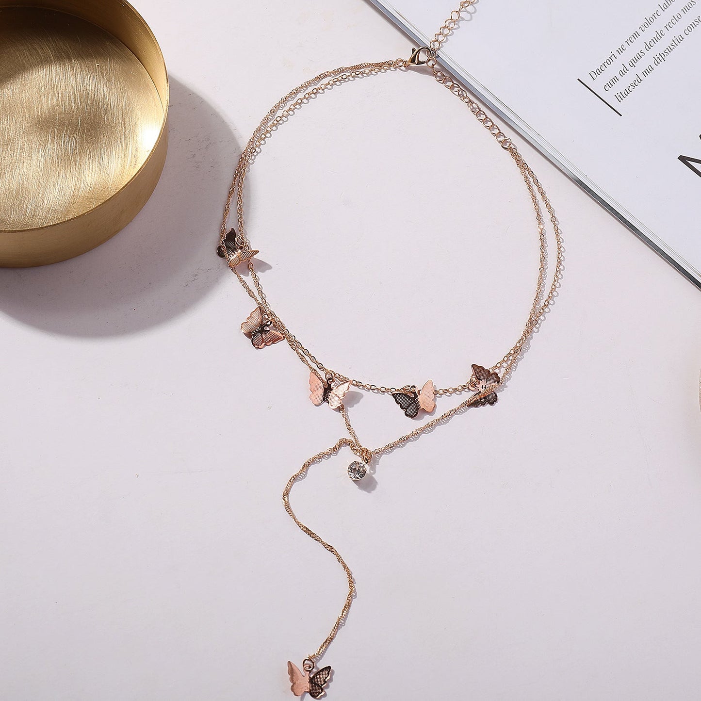 Double Layered Long Chain Necklace for Women