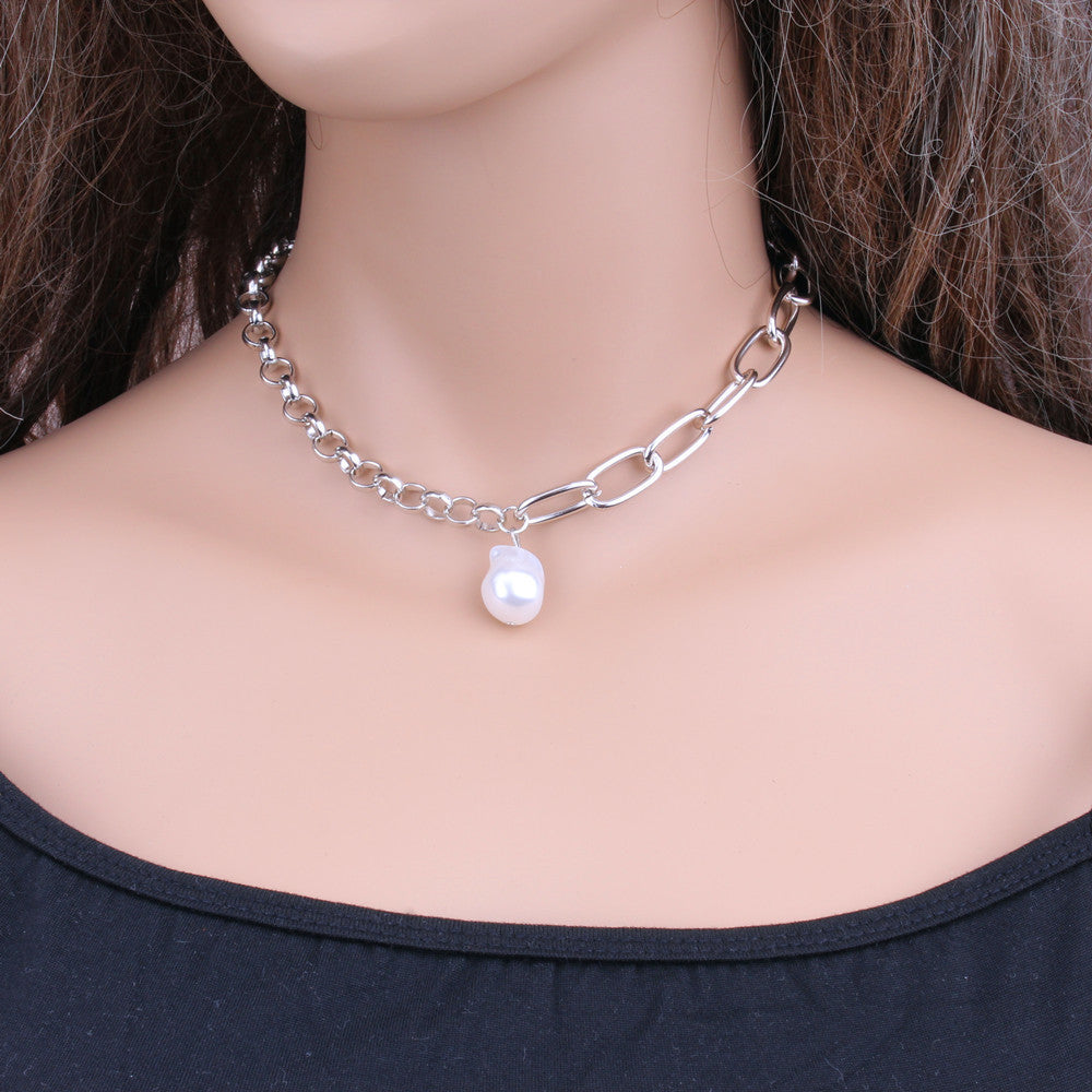 Baroque Pearl Heart layer Chain Necklace