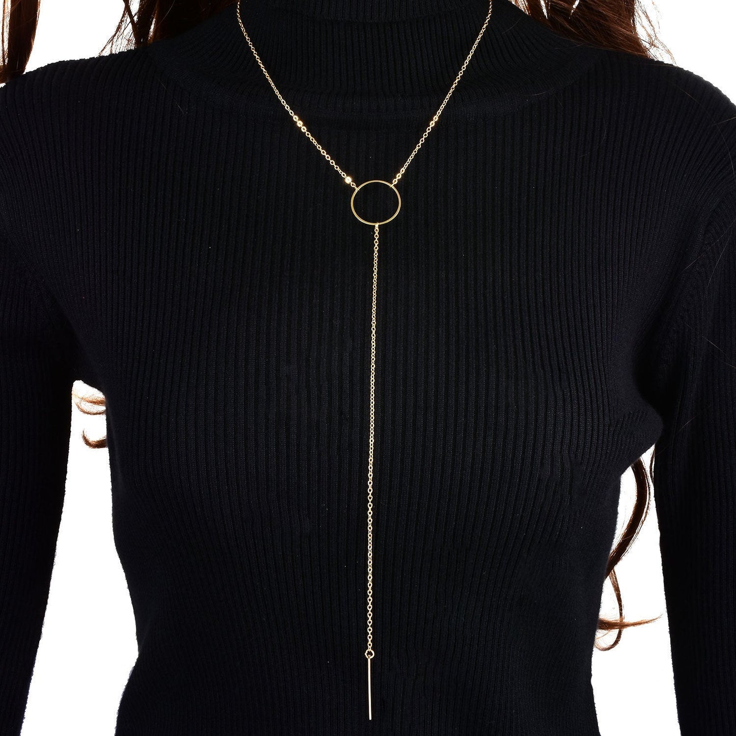 Long Thin Chain Bar Pendant Necklaces