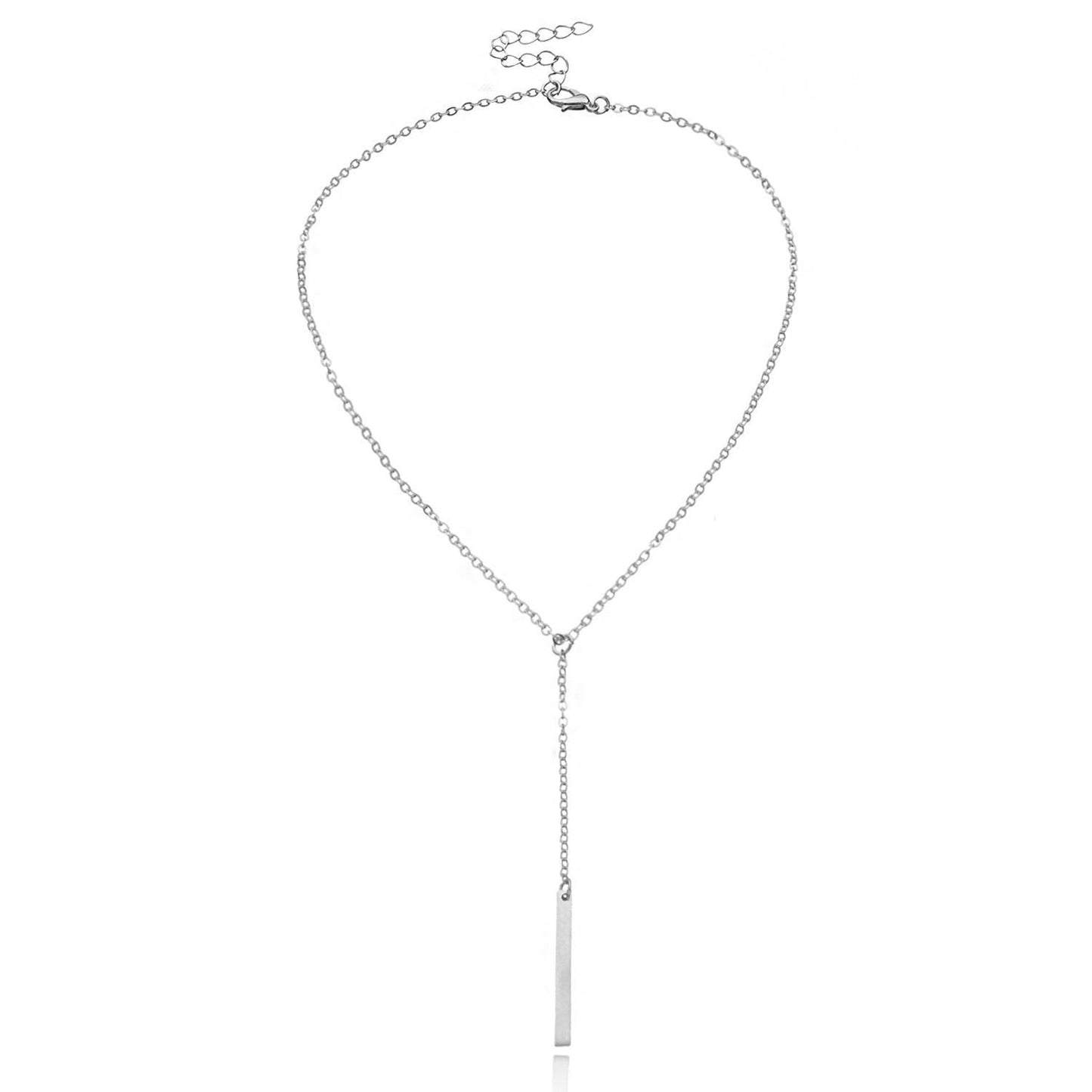 Metal Chain Bar Lariat Necklace