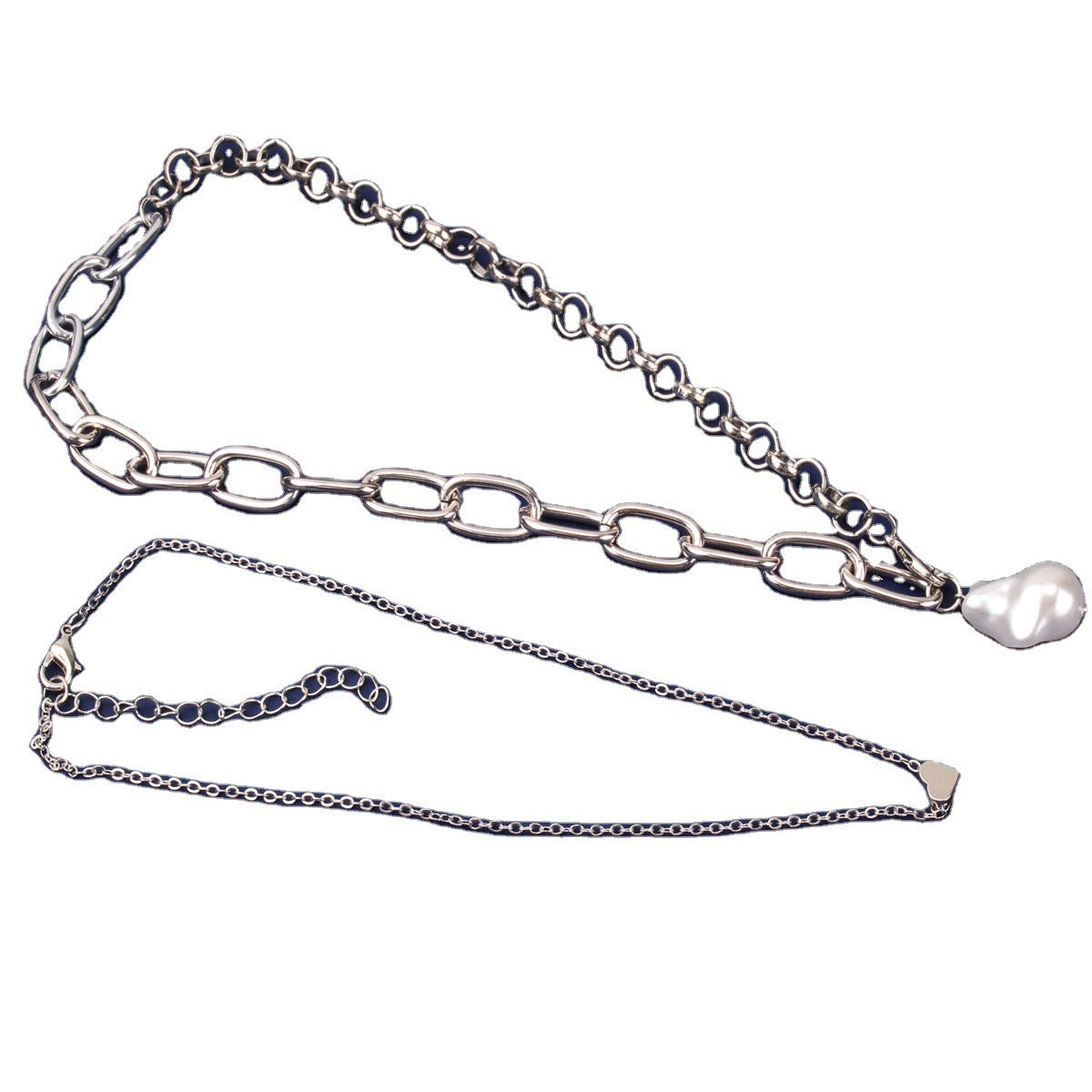 Baroque Pearl Heart layer Chain Necklace