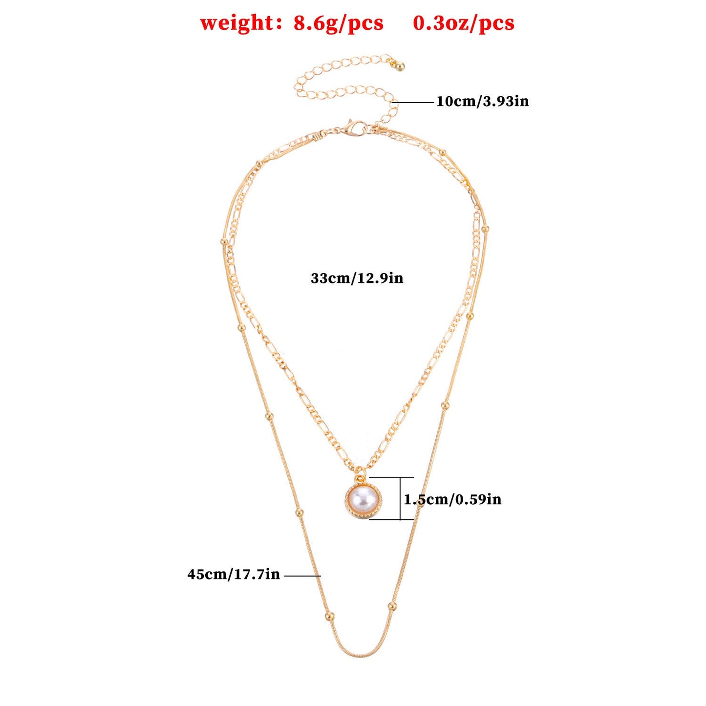 Layered Necklace Pearl Pendant