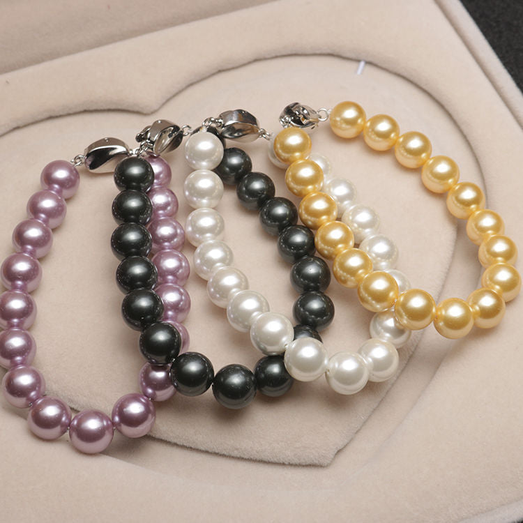 Elizabeth  Elastic Beaded Shell Pearl Bracelet