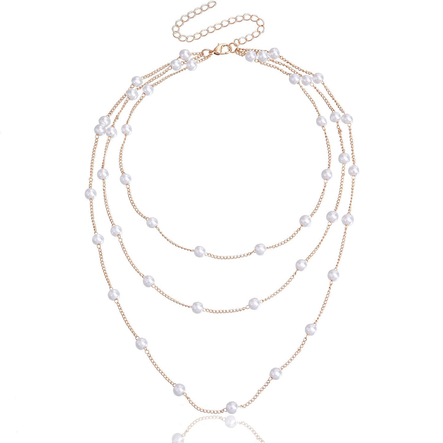 Women Layered Pearl Beads Necklace