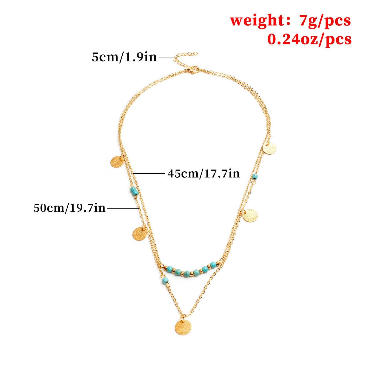 Turquoise Beads Sequins Multilayer Women Jewelry Necklaces