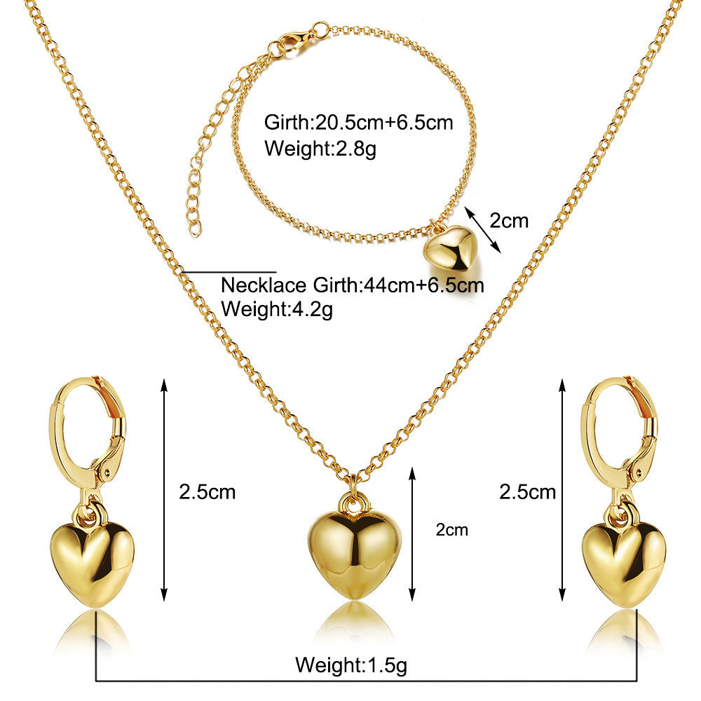 Women Mini Heart Necklace Set