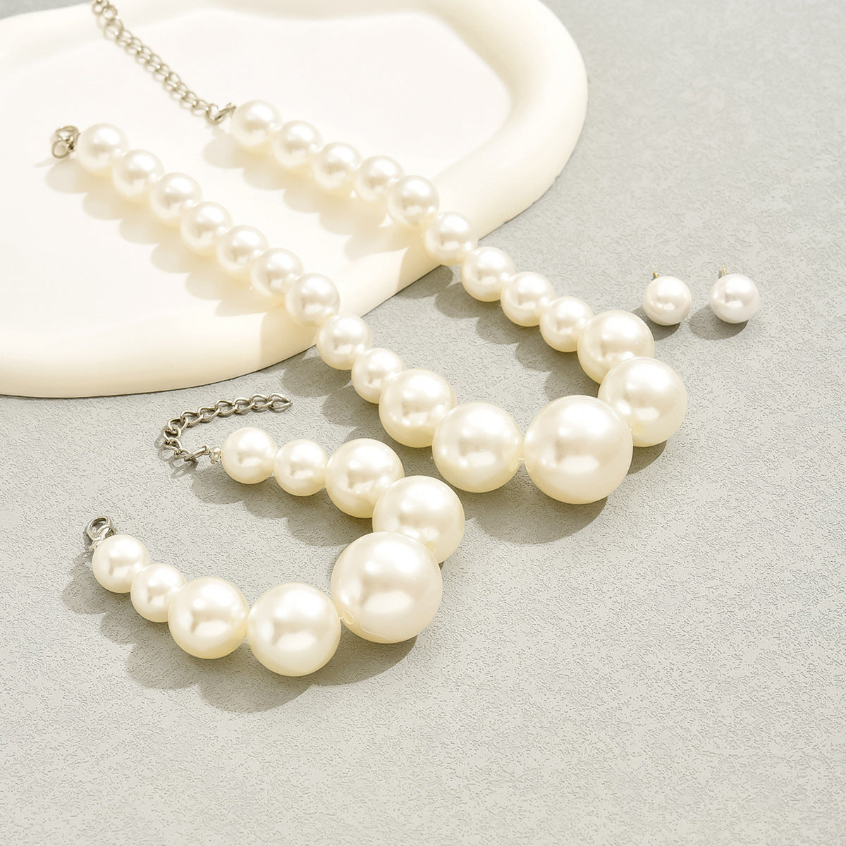 Big Large White Pearl Women Wedding Party Women Bridal Pearl Jewelry Set