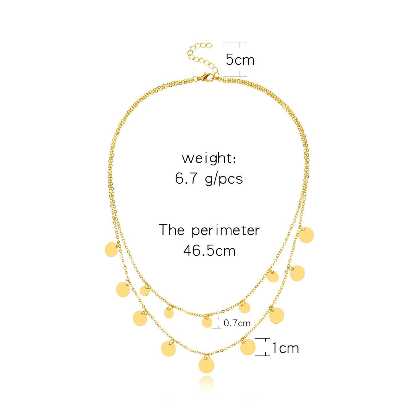 Disc Layered Chain Choker Necklaces