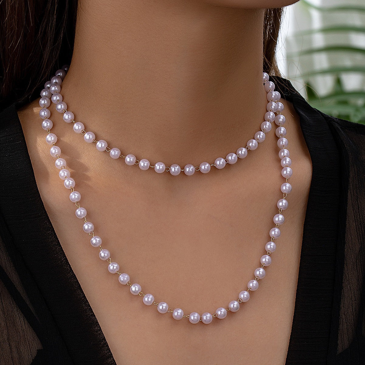 Multilayer Beaded Pearl Choker Necklace