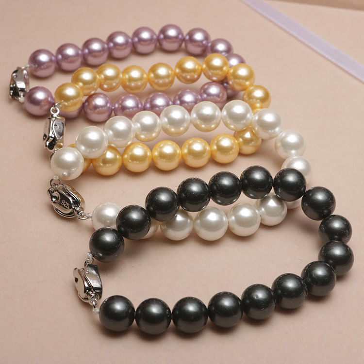 Elizabeth  Elastic Beaded Shell Pearl Bracelet