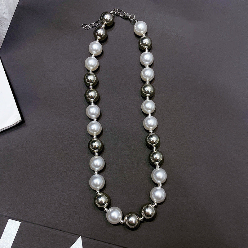Round Beads Faux Pearl Beaded Necklace