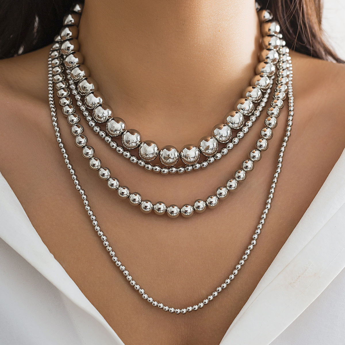 Multilayer Statement Chunky Beaded Necklace