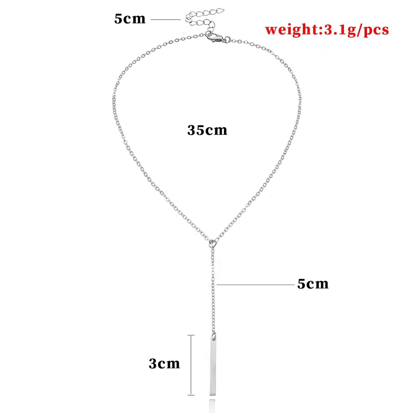 Metal Chain Bar Lariat Necklace