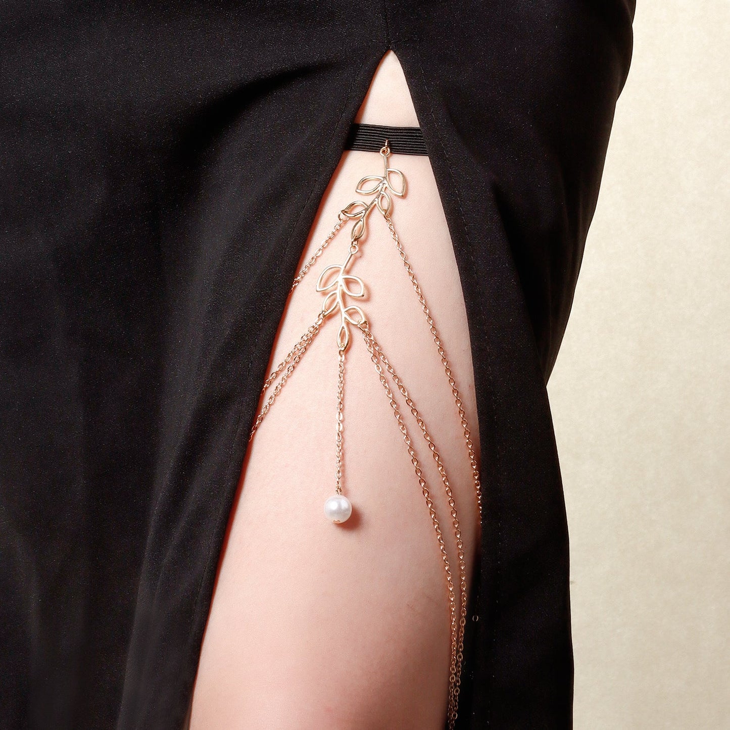Multi Layer Tassel Pearl Clip Bead Leg Chain