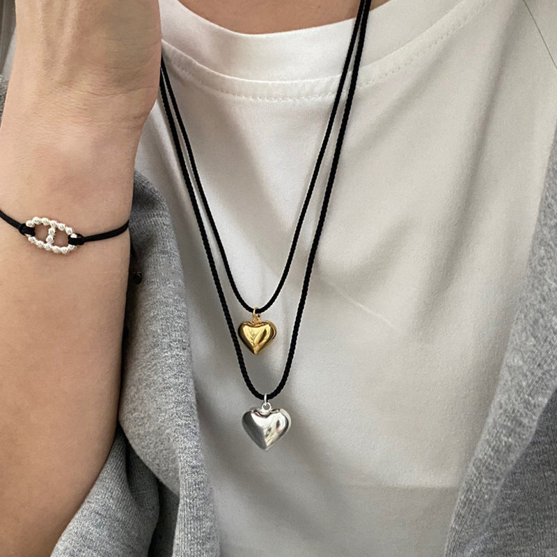 Braided Rope Love Pendant Charm Heart Necklace