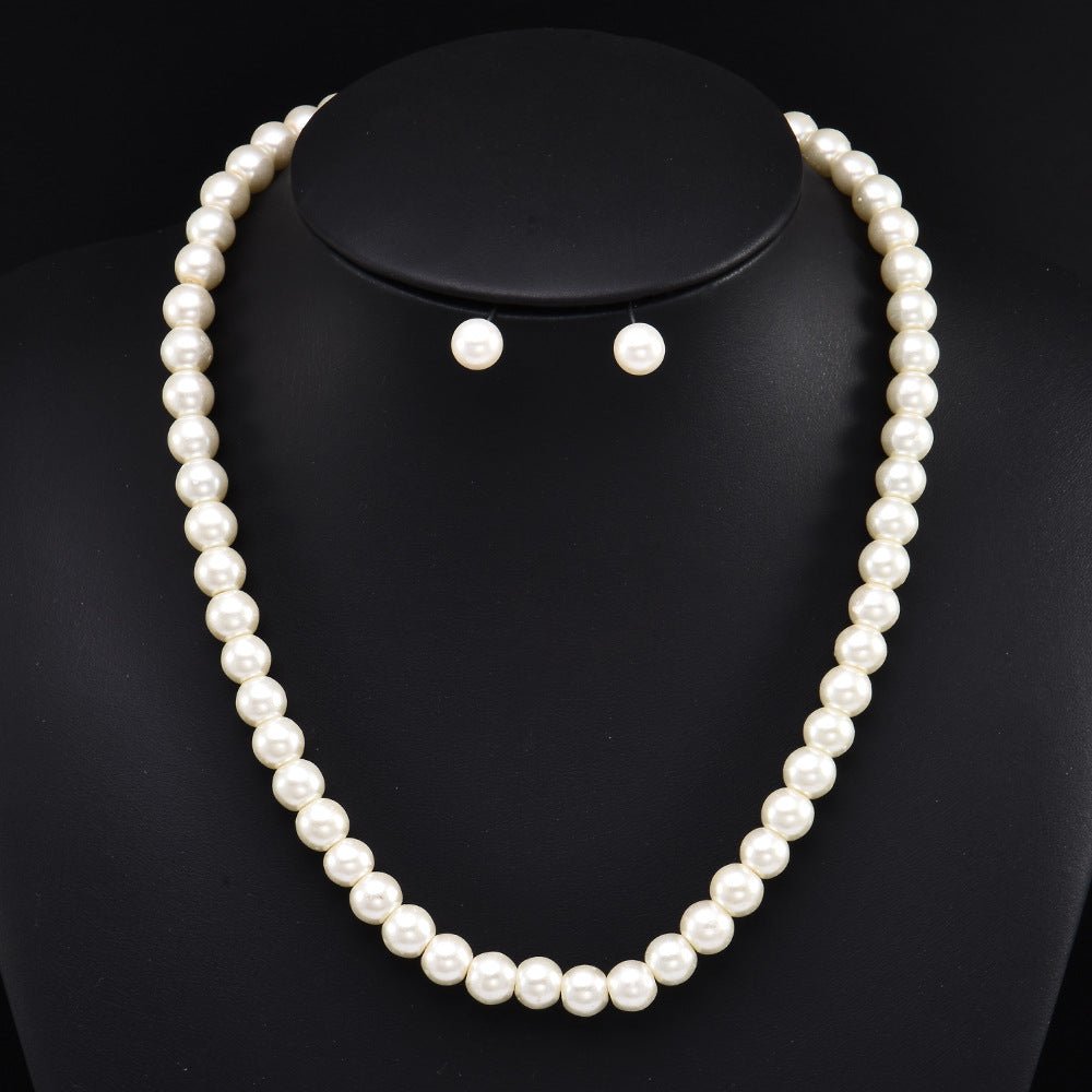 Women Necklace Earring Pearl Jewelry Set