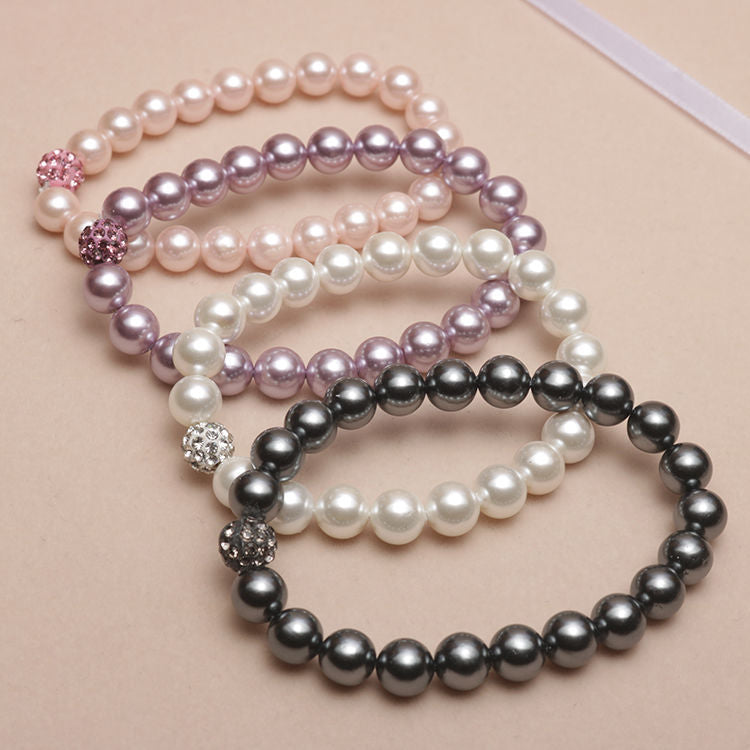 Elizabeth  Elastic Beaded Shell Pearl Bracelet