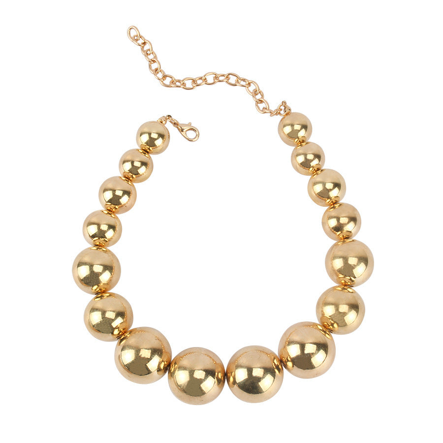 Exaggerated Punk Big Round Beads Collarbone Necklace