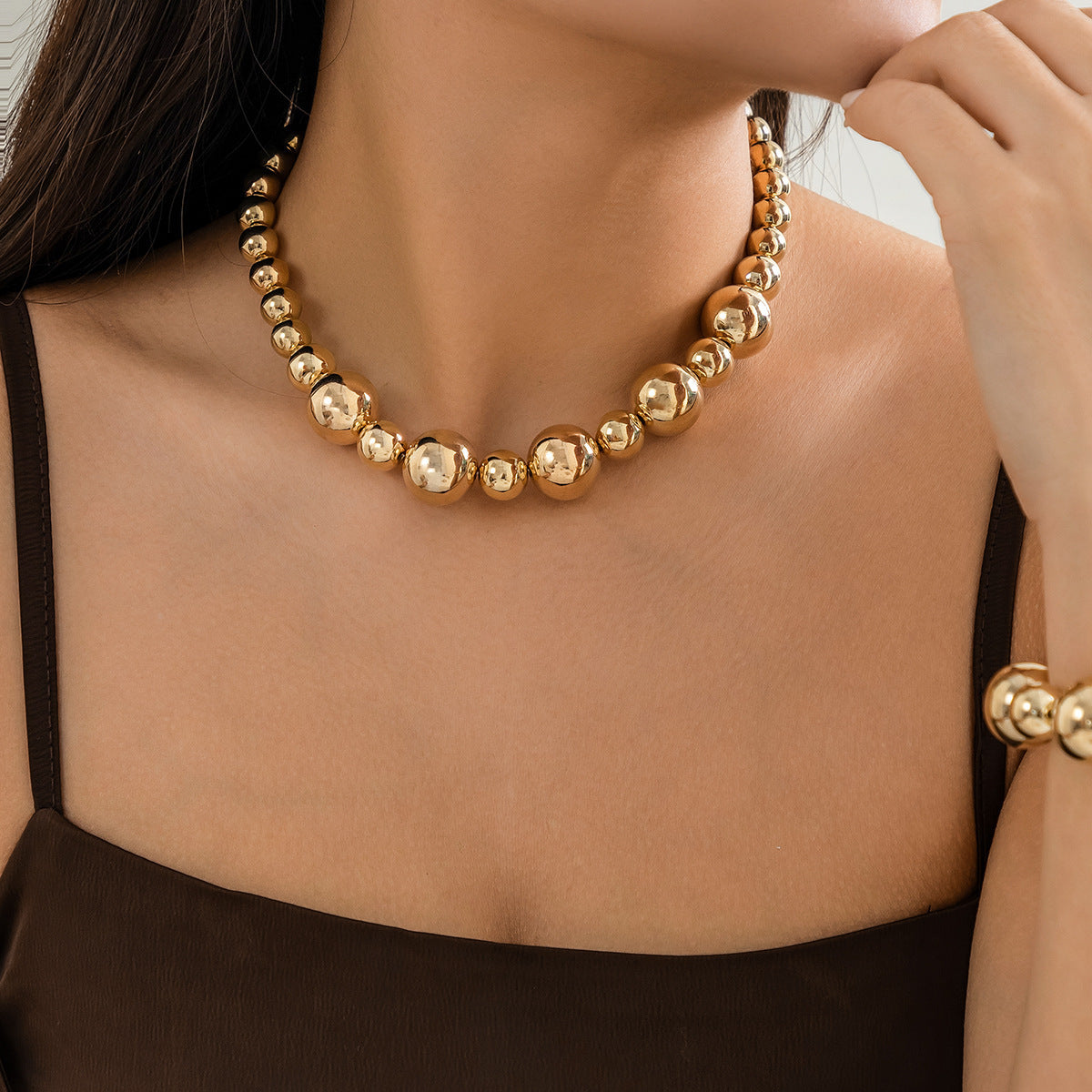 Large Pearl Bead Punk Choker Necklace