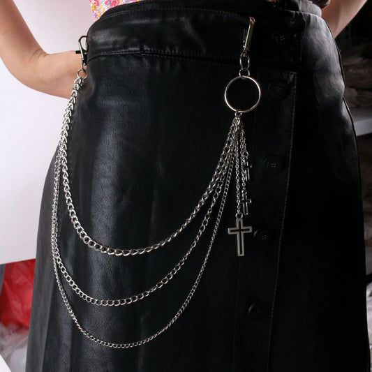 Geometric Multi-layer Waist Chain Hollow Cross Pants Chain Jewelry
