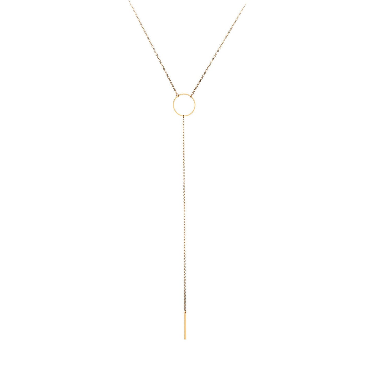 Long Thin Chain Bar Pendant Necklaces