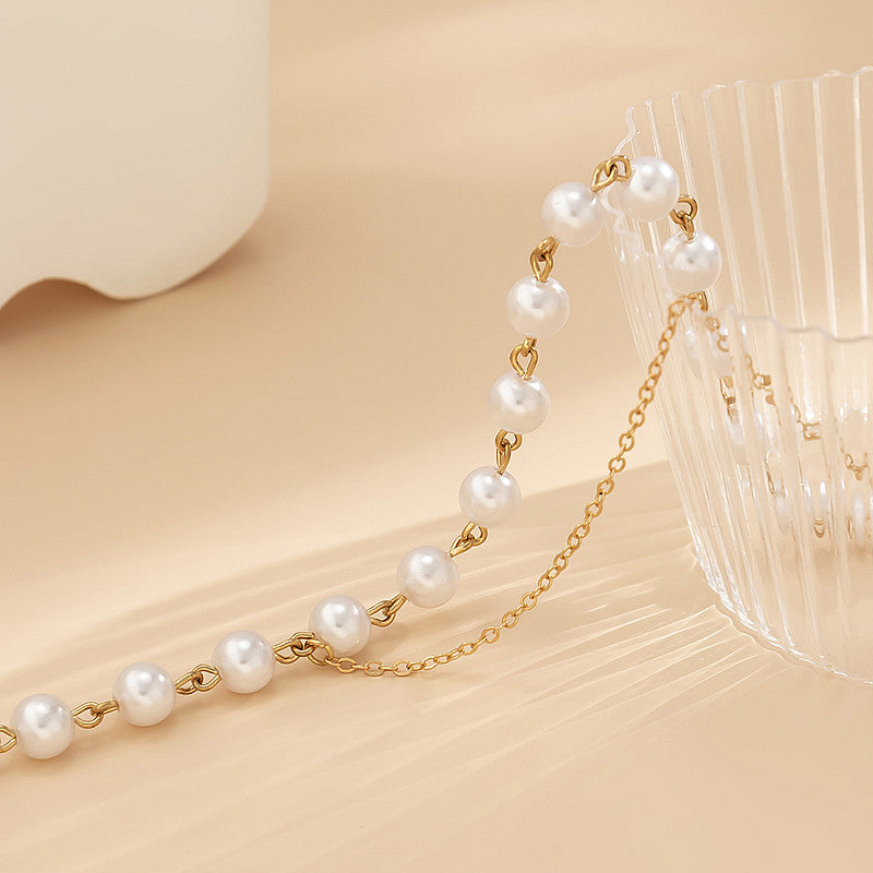 Pearl Beads Tassels Chains Necklace