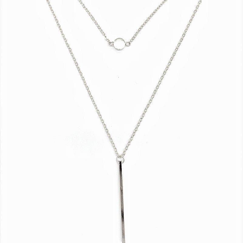 Multi Layered Disc Square Pendant Necklace