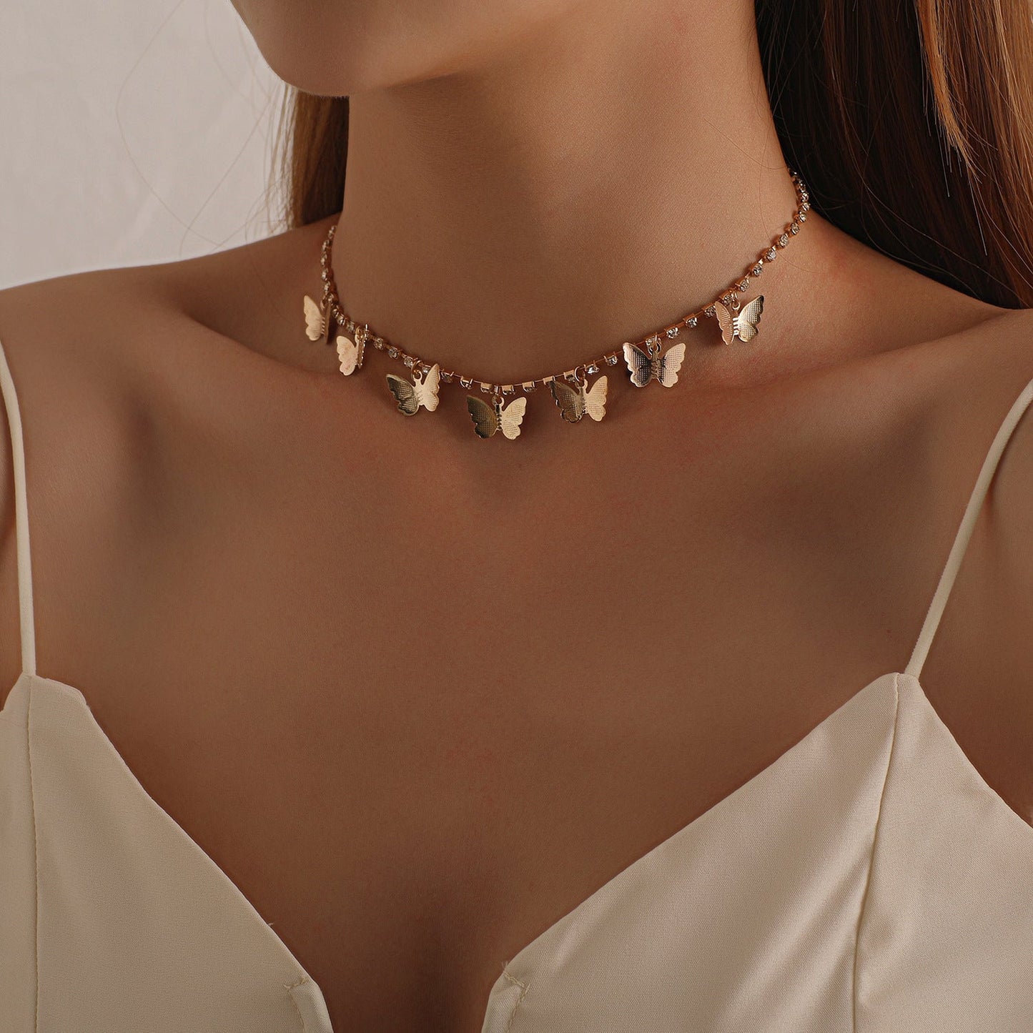 Tassel Tiny Butterfly Choker Necklace