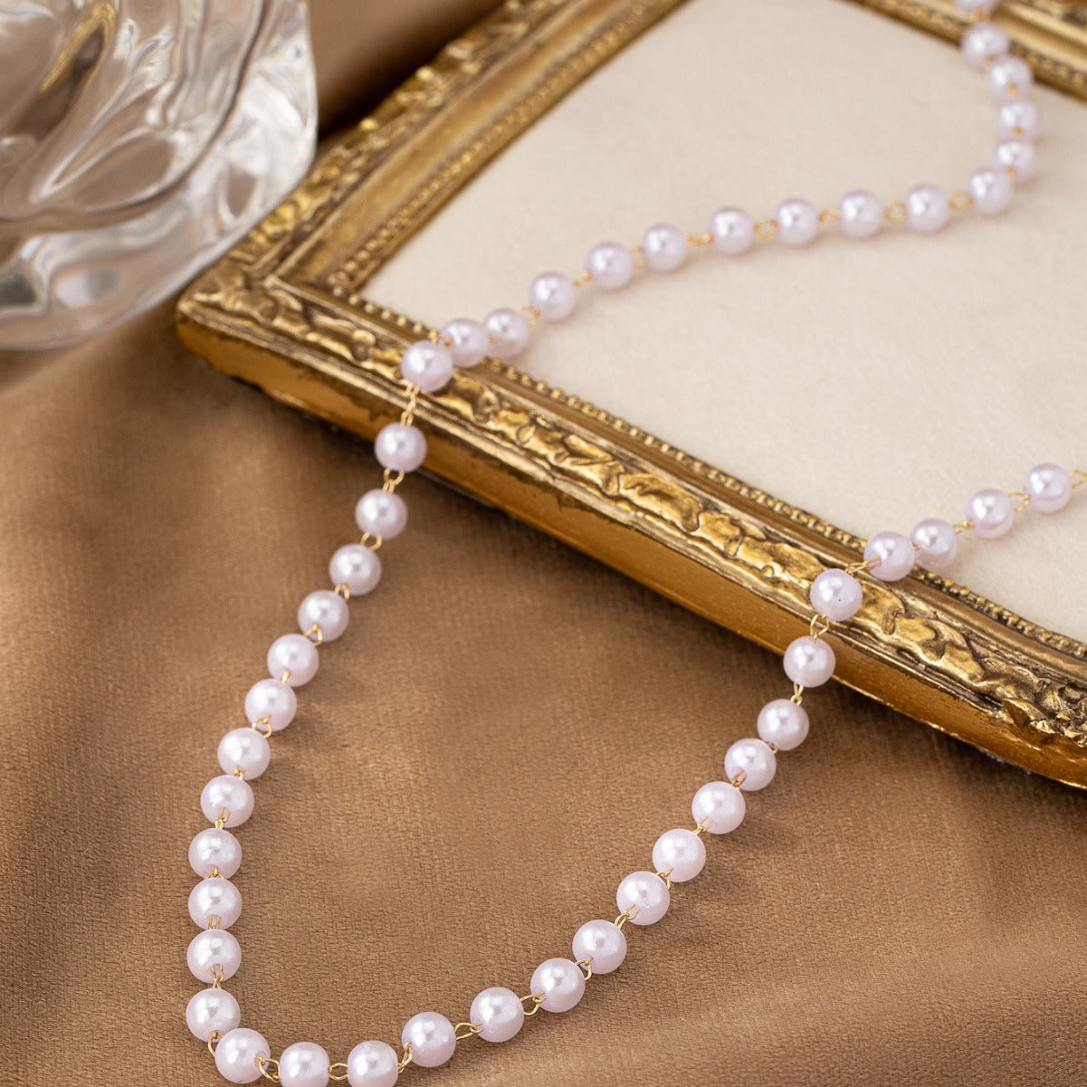 Multilayer Beaded Pearl Choker Necklace