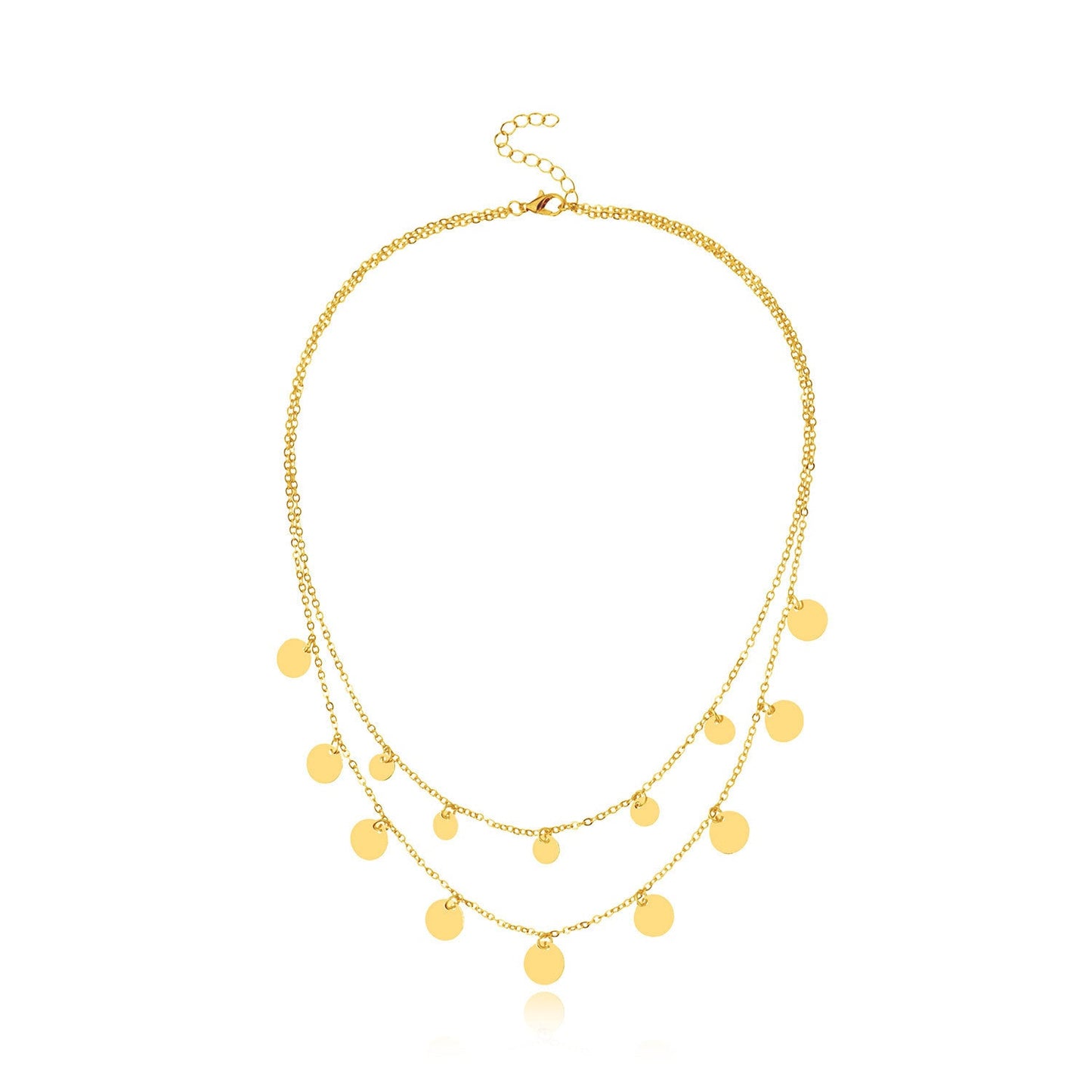 Disc Layered Chain Choker Necklaces