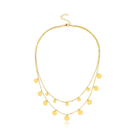 Disc Layered Chain Choker Necklaces