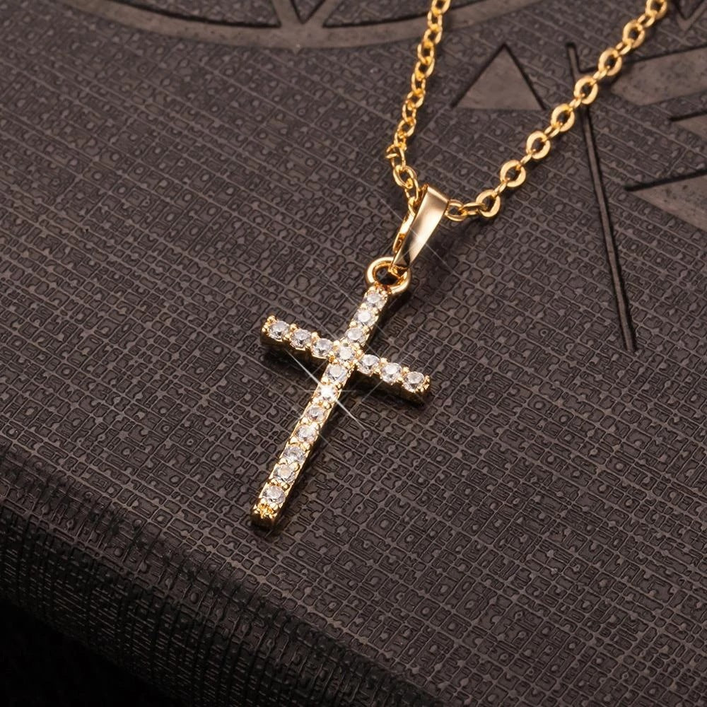 Stone Cross Pendant Necklace Jewelry