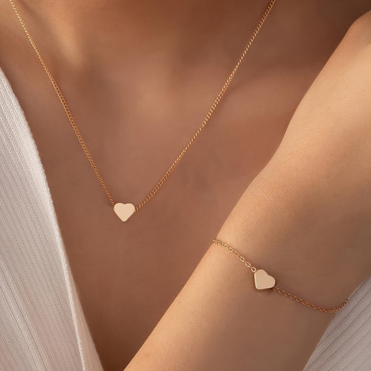 Peach Heart Chain Jewelry Set