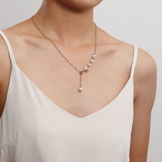 Butterfly Pearl Chain Necklaces