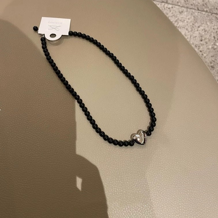love Black Glass Bead Necklace