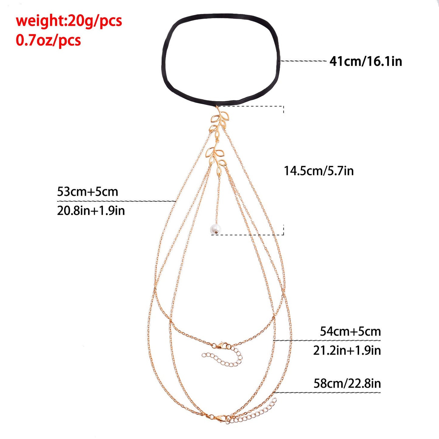 Multi Layer Tassel Pearl Clip Bead Leg Chain