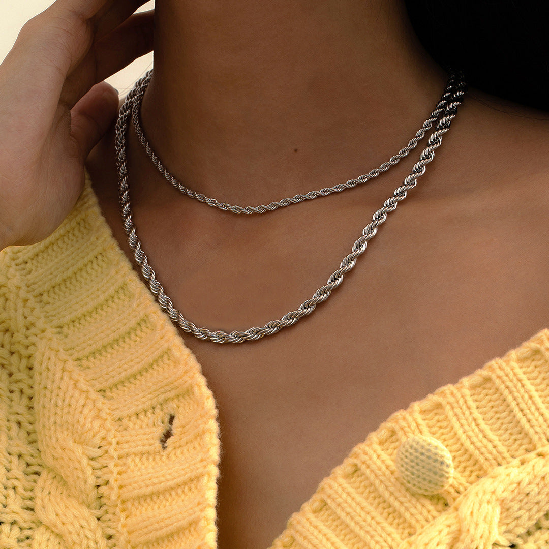 Twisted Gold Rope Chain Necklace