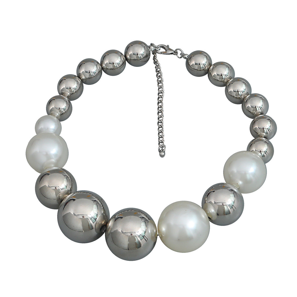 Round Beads Faux Pearl Beaded Necklace