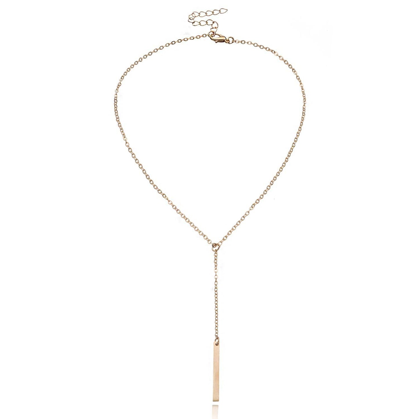 Metal Chain Bar Lariat Necklace