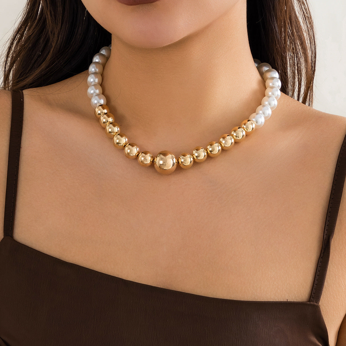Large Pearl Bead Punk Choker Necklace
