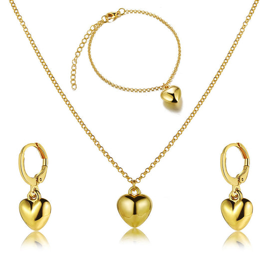 Women Mini Heart Necklace Set
