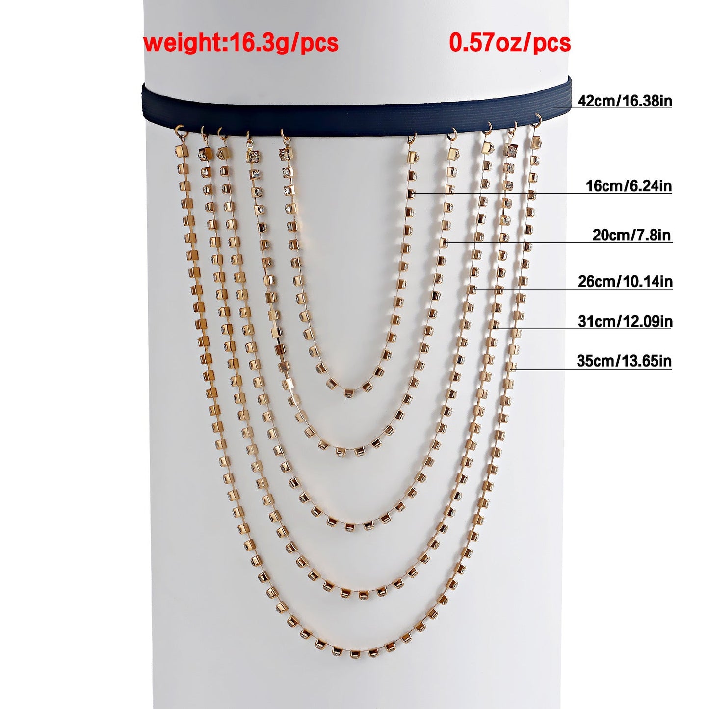 Beach Leg Chain Exaggerated Personality Elastic Rope 5-layer Rhinestone Leg Chain