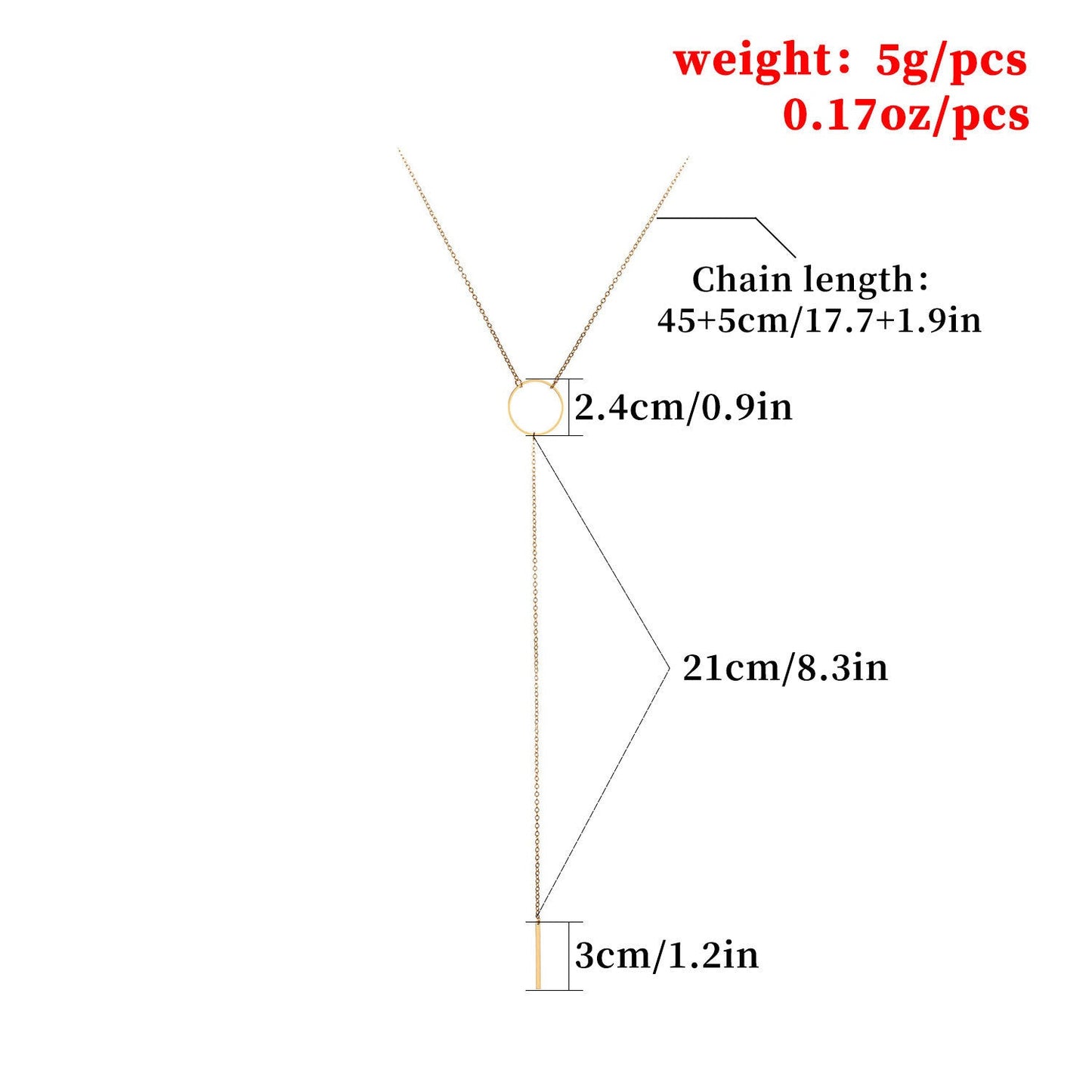 Long Thin Chain Bar Pendant Necklaces