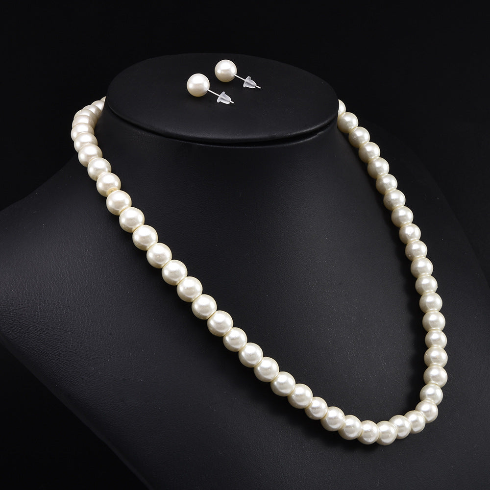 Women Necklace Earring Pearl Jewelry Set