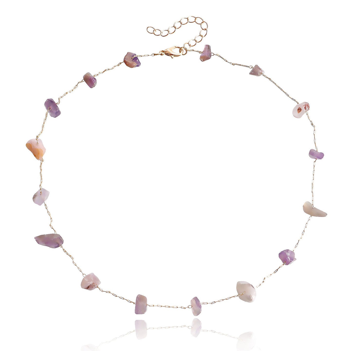 Beach Colorful Natural Irregular Stone Necklace